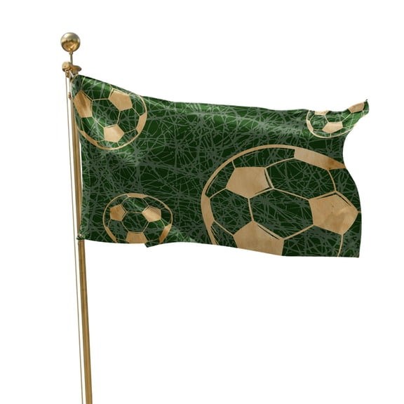 Flags for Outside 2x3 ft Luxury Golden Soccer Balls Outdoor Flags Double Sided Grommets House Banner Green Sports Patio Yard Flag for Outdoor Flying Party Porch Garden Decorations Indoor