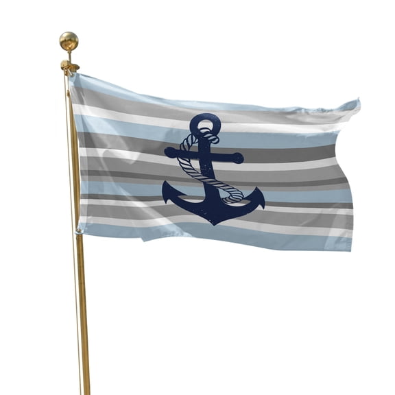 Flags for Outside 2x3 ft Nautical Anchor Outdoor Flags Double Sided Grommets House Banner Blue Grey Stripes Patio Yard Flag for Outdoor Flying Party Porch Garden Decorations Indoor