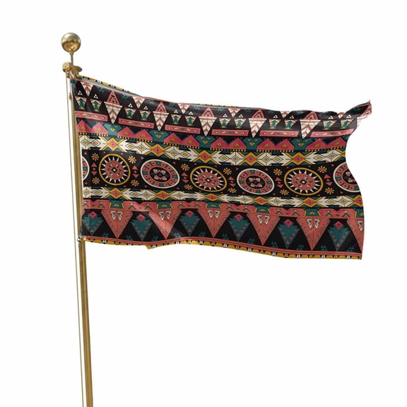 Flags for Outside 2x3 ft Orange Aztec Boho Outdoor Flags Double Sided Grommets House Banner Tribal Geometric Pattern Patio Yard Flag for Outdoor Flying Party Porch Garden Decorations Indoor