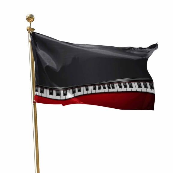 Flags for Outside 2x3 ft Red Black Wave Lines Outdoor Flags Double Sided Grommets House Banner Musical Piano Keyboard Patio Yard Flag for Outdoor Party Porch Garden Decorations Indoor