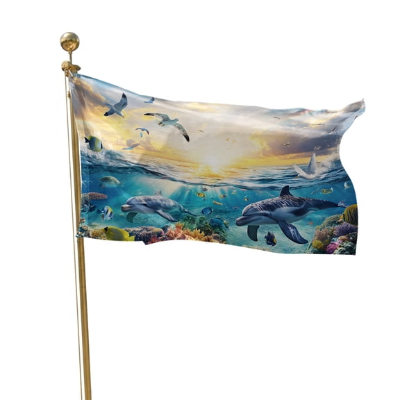 Flags for Outside 2x3 ft Shark Seagull Outdoor Flags Double Sided Grommets House Banner Coral Fish Ocean Marine Life Patio Yard Flag for Outdoor Flying Party Porch Garden Decorations Indoor