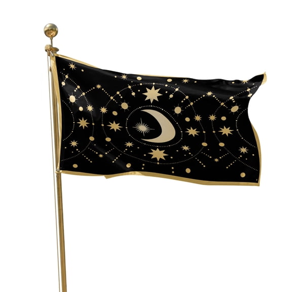 Flags for Outside 2x3 ft Stars Moon Outdoor Flags Double Sided Grommets House Banner Black Bohemian Gorgeous Starry Night Patio Yard Flag for Outdoor Flying Party Porch Garden Decorations