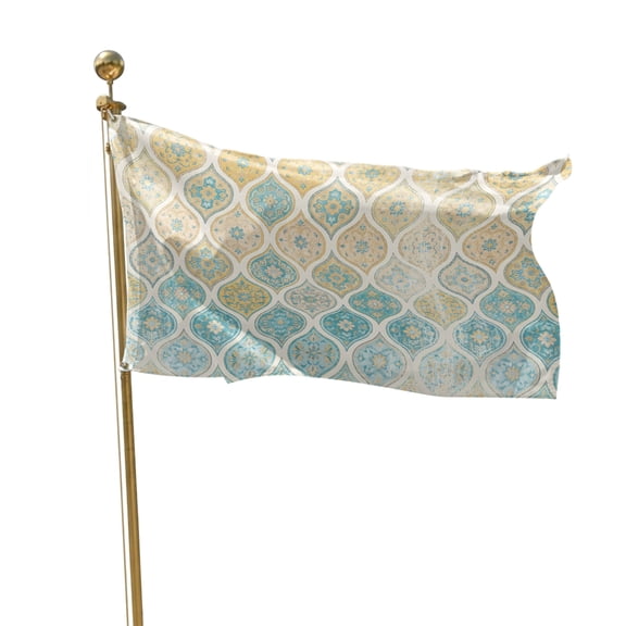Flags for Outside 2x3 ft Teal Yellow Boho Geometric Outdoor Flags Double Sided Grommets House Banner Bohemian Morocco Pattern Patio Yard Flag for Outdoor Flying Party Porch Garden Decorations