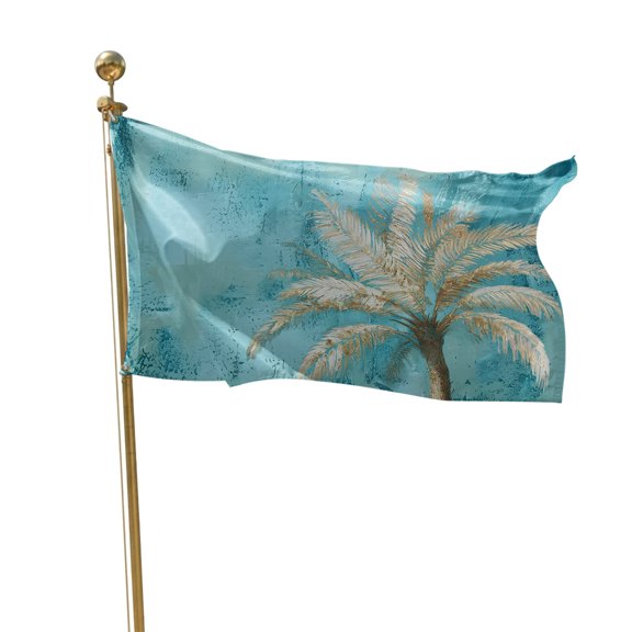 Flags for Outside 2x3 ft Tropical Palm Tree Outdoor Flags Double Sided Grommets House Banner Teal Blue Graffiti Coastal Island Patio Yard Flag for Outdoor Flying Party Porch Garden Decorations