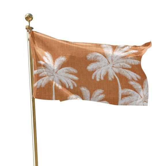 Flags for Outside 2x3 ft Tropical Palm Trees Outdoor Flags Double Sided Grommets House Banner Orange Linen Coastal Patio Yard Flag for Outdoor Flying Party Porch Garden Decorations Indoor