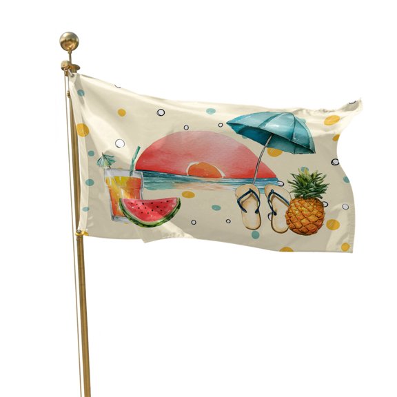 Flags for Outside 2x3 ft Tropical Summer Beach Sunset Outdoor Flags Double Sided Grommets House Banner Yellow Pineapple Watermelon Patio Yard Flag for Outdoor Flying Party Porch Garden Decor