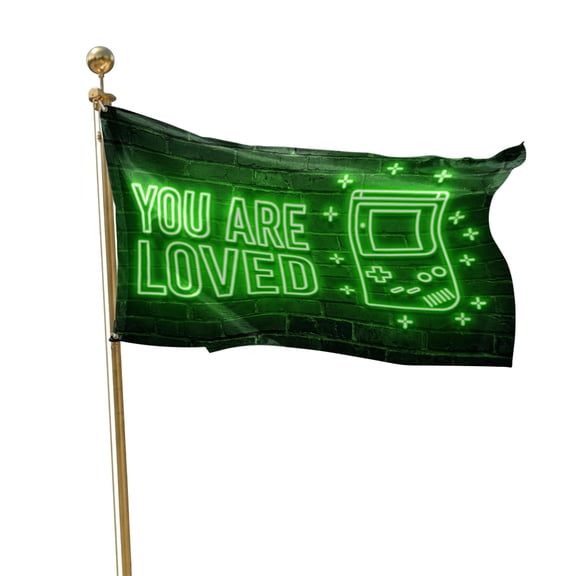 Flags for Outside 2x3 ft Video Game Outdoor Flags Double Sided Grommets House Banner Green Shiny Gaming Playing Gamer Patio Yard Flag for Outdoor Flying Party Porch Garden Decorations Indoor