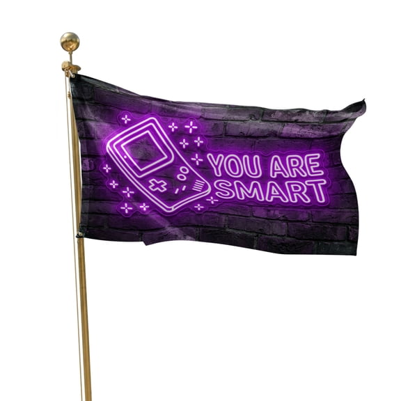 Flags for Outside 2x3 ft Video Game Outdoor Flags Double Sided Grommets House Banner Purple Shiny Gaming Playing Gamer Patio Yard Flag for Outdoor Flying Party Porch Garden Decorations Indoor