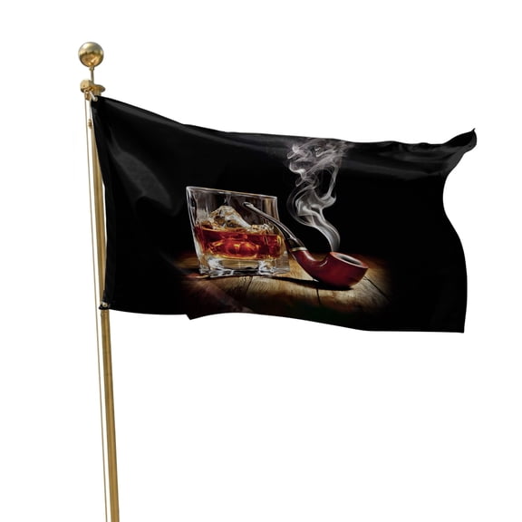 Flags for Outside 2x3 ft Whisky Glass Outdoor Flags Double Sided Grommets House Banner Wine Old Fashioned Cigarettes Patio Yard Flag for Outdoor Flying Party Porch Garden Decorations Indoor