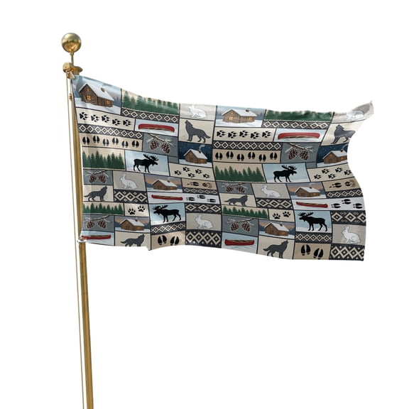 Flags for Outside 2x3 ft Wolf Rabbit Outdoor Flags Double Sided Grommets House Banner Wild Animals Tree Pine Forest Patio Yard Flag for Outdoor Flying Party Porch Garden Decorations Indoor