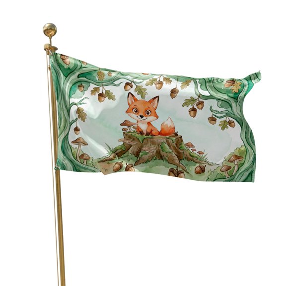 Flags for Outside 2x3 ft Woodland Fox Outdoor Flags Double Sided Grommets House Banner Forest Acorns Mushroom Patio Yard Flag for Outdoor Flying Party Porch Garden Decorations Indoor