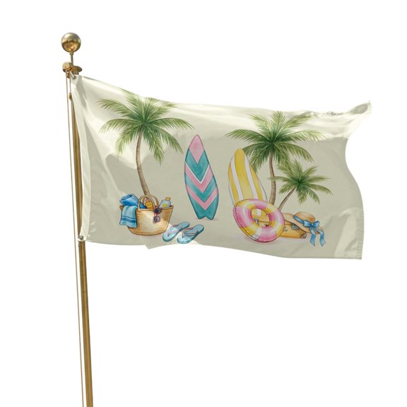 Flags for Outside 2x3 ft Yellow Surfboard Outdoor Flags Double Sided Grommets House Banner Summer Beach Bag Palm Trees Patio Yard Flag for Outdoor Flying Party Porch Garden Decorations Indoor