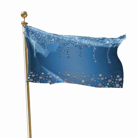 Flags for Outside 3x5 ft Blue Diamond Outdoor Flags Double Sided Grommets House Banner Luxury Bling Water Drop Patio Yard Flag for Outdoor Flying Party Porch Garden Decorations Indoor