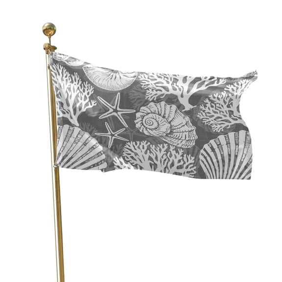 Flags for Outside 3x5 ft Coastal Conch Outdoor Flags Double Sided Grommets House Banner Grey Shell Coral Starfish Patio Yard Flag for Outdoor Flying Party Porch Garden Decorations Indoor