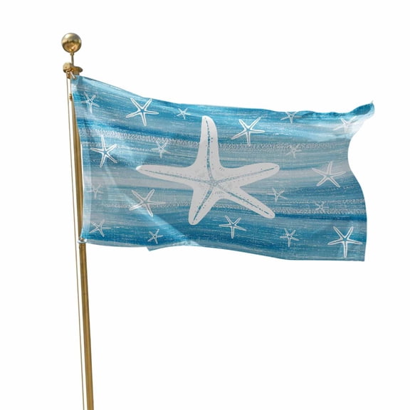 Flags for Outside 3x5 ft Coastal Ocean Starfish Outdoor Flags Double Sided Grommets House Banner Nautical Sky Blue Graffiti Patio Yard Flag for Outdoor Flying Party Porch Garden Decorations