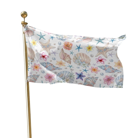 Flags for Outside 3x5 ft Coastal Shell Conch Outdoor Flags Double Sided Grommets House Banner Summer Ocean Starfish Patio Yard Flag for Outdoor Flying Party Porch Garden Decorations Indoor