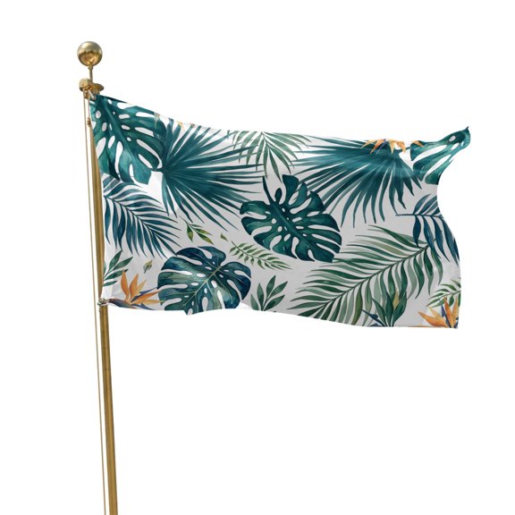 Flags for Outside 3x5 ft Green Palm Leaves Outdoor Flags Double Sided Grommets House Banner Summer Tropical Jungle Leaf Patio Yard Flag for Outdoor Flying Party Porch Garden Decorations Indoor