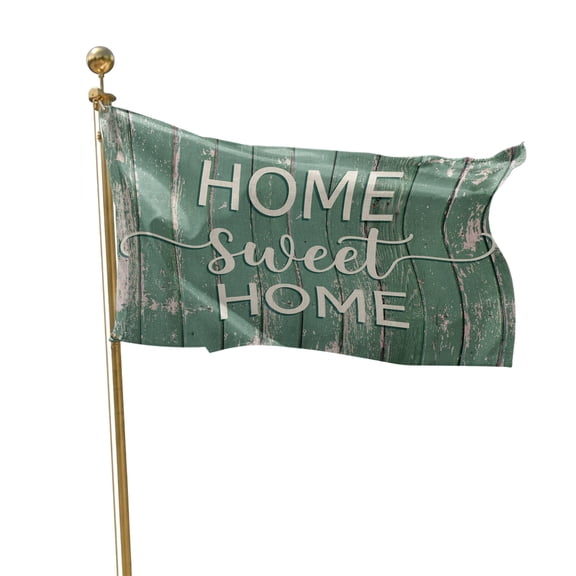 Flags for Outside 3x5 ft Home Sweet Home Outdoor Flags Double Sided Grommets House Banner Green Rustic Wood Grain Patio Yard Flag for Outdoor Flying Party Porch Garden Decorations Indoor