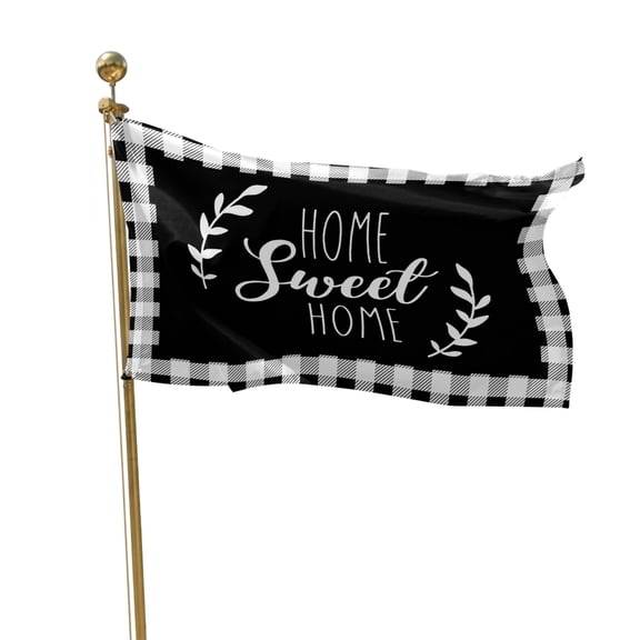 Flags for Outside 3x5 ft Home Sweet Home Outdoor Flags Double Sided Grommets House Banner Leaves Black Buffalo Plaid Patio Yard Flag for Outdoor Flying Party Porch Garden Decorations Indoor