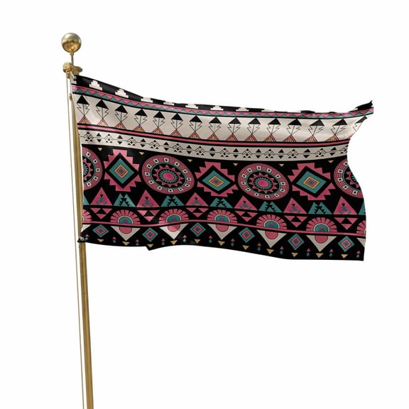 Flags for Outside 3x5 ft Pink Aztec Boho Outdoor Flags Double Sided Grommets House Banner Tribal Geometric Pattern Patio Yard Flag for Outdoor Flying Party Porch Garden Decorations Indoor