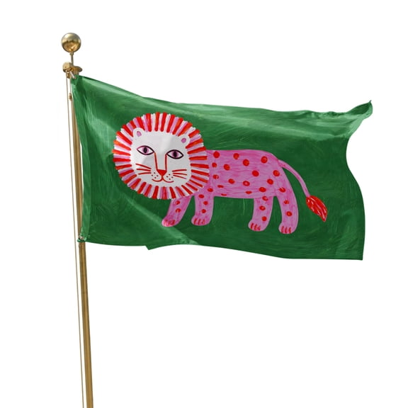 Flags for Outside 3x5 ft Pink Stripes Lion Outdoor Flags Double Sided Grommets House Banner Cute Animal Green Graffiti Patio Yard Flag for Outdoor Party Porch Garden Decorations Indoor