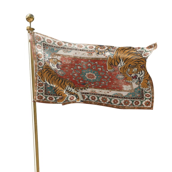 Flags for Outside 3x5 ft Red Boho Tiger Outdoor Flags Double Sided Grommets House Banner Bohemian Animal Print Patio Yard Flag for Outdoor Flying Party Porch Garden Decorations Indoor