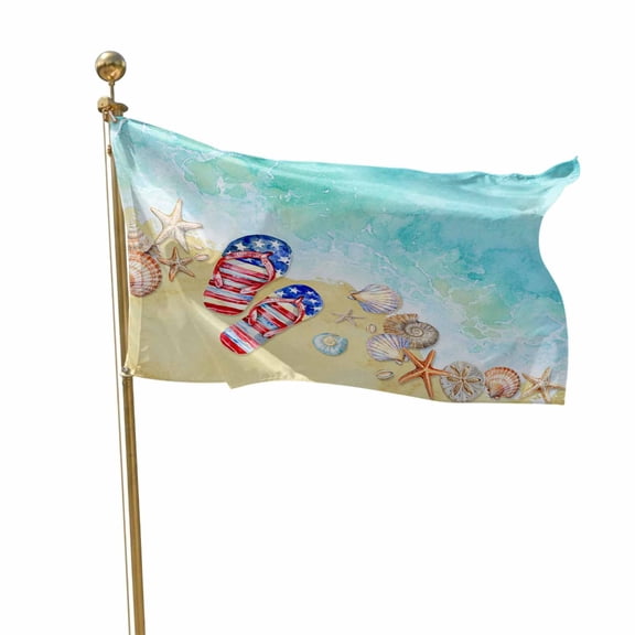 Flags for Outside 3x5 ft Summer Flip Flops Outdoor Flags Double Sided Grommets House Banner Beach Starfish Shells Patio Yard Flag for Outdoor Flying Party Porch Garden Decorations Indoor