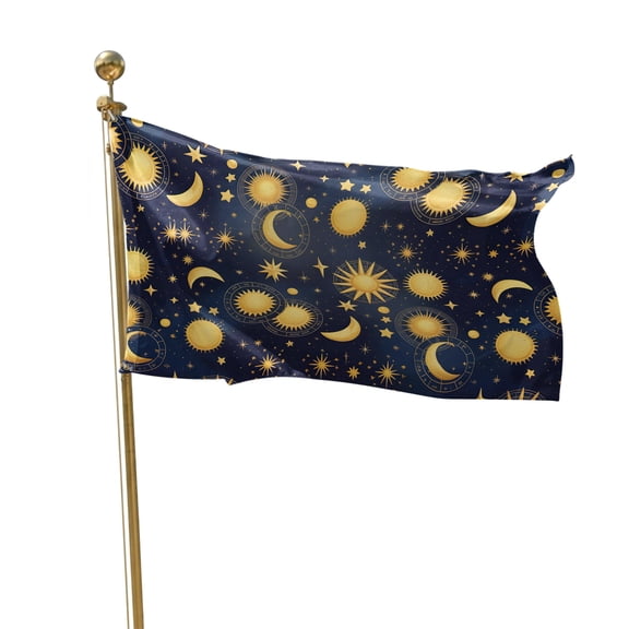 Flags for Outside 3x5 ft Yellow Star Moon Outdoor Flags Double Sided Grommets House Banner Fantasy Galaxy Starry Night Patio Yard Flag for Outdoor Flying Party Porch Garden Decorations Indoor