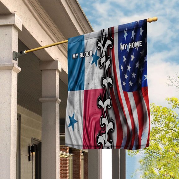Flags-Panamanian American My Home My Blood Flag Panamanian Part House Flag, Double-Sided Decorative Outdoor Flag, Polyester Yard Flag 29.5 x 39.5 in
