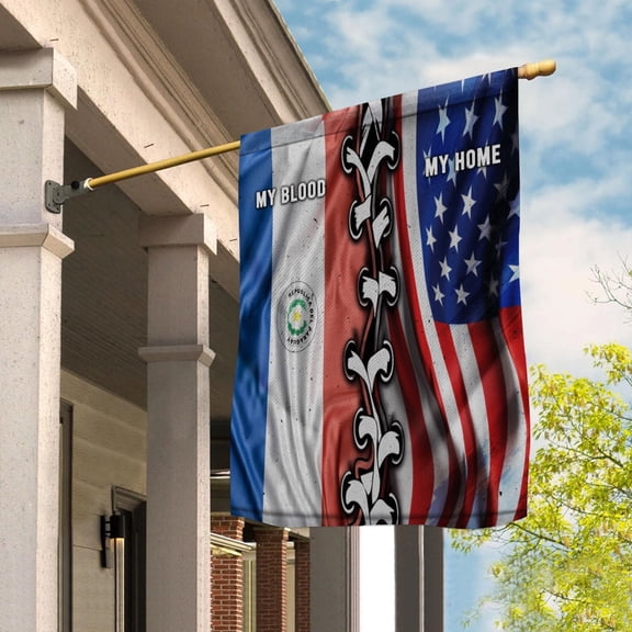 Flags-Paraguayan American My Home My Blood Flag Paraguayan Part House Flag, Double-Sided Decorative Outdoor Flag, Patriotic Polyester Yard Flag 29.5 x 39.5 in