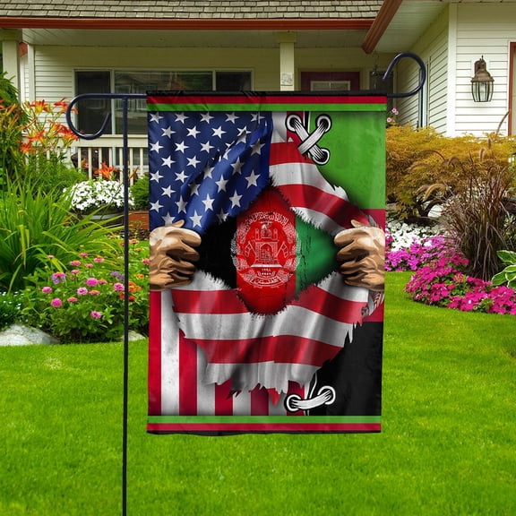 Flags Proud Afghan American Flag Ripped flag Afghanistan strong Garden Flag, Double-Sided Decorative Outdoor Flag, Patriotic Polyester Yard Flag 11.5 x 17.5 in