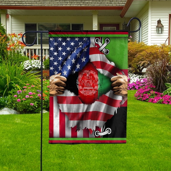 Flags Proud Afghan American Flag Ripped flag Afghanistan strong Garden Flag (11.5x17.5) Double Sided-USA Flags Premium Polyester-Decorative Indoor Outdoor Flag