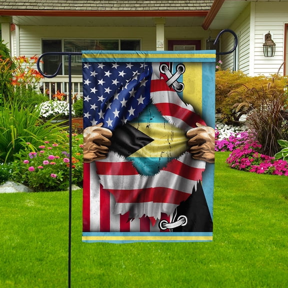 Flags Proud Bahamasian American Flag Ripped flag Bahamas strong Garden Flag (11.5x17.5) Double Sided-USA Flags Premium Polyester-Decorative Indoor Outdoor Flag