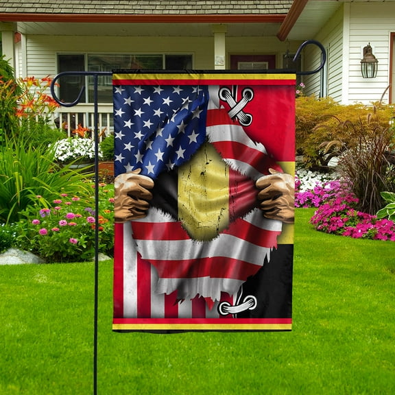 Flags Proud Belgian American Flag Ripped flag Belgium strong Garden Flag (11.5x17.5) Double Sided-USA Flags Premium Polyester-Decorative Indoor Outdoor Flag