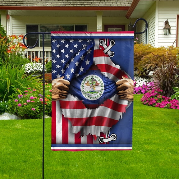 Flags Proud Belizean American Flag Ripped flag Belize strong Garden Flag (11.5x17.5) Double Sided-USA Flags Premium Polyester-Decorative Indoor Outdoor Flag