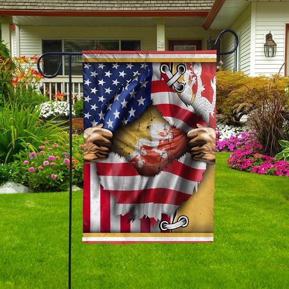Flags Proud Bhutanese American Flag Ripped flag Bhutan strong Garden Flag, Double-Sided Decorative Outdoor Flag, Patriotic Polyester Yard Flag 12 x 18 in