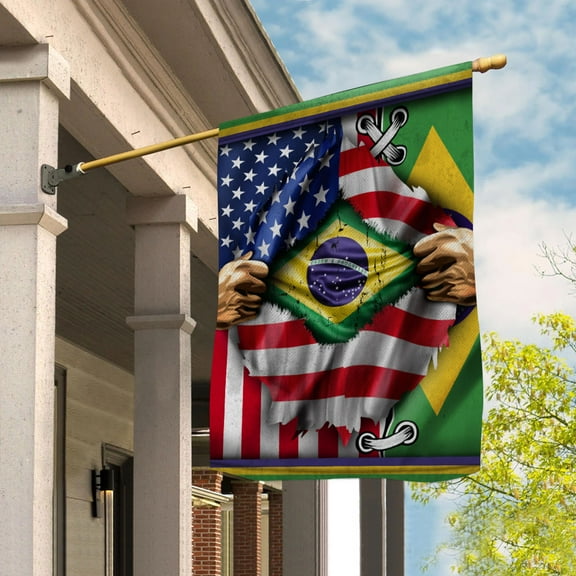Flags Proud Brazilian American Flag Ripped flag Brazil strong House Flag (29.5x39.5) Double Sided-USA Flags Premium Polyester-Decorative Indoor Outdoor Flag