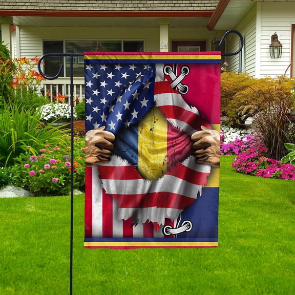Flags Proud Chadian American Flag Ripped flag Chad strong Garden Flag, Double-Sided Decorative Outdoor Flag, Patriotic Polyester Yard Flag 12 x 18 in
