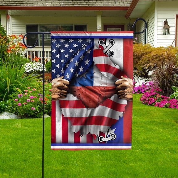 Flags Proud Chilean American Flag Ripped flag Chile strong Garden Flag, Double-Sided Decorative Outdoor Flag, Patriotic Polyester Yard Flag 12 x 18 in