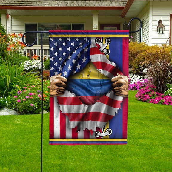 Proud Colombia American Ripped Flag Heritage Colombian Garden Flag, Double-Sided Outdoor Yard Decor 11.5 x 17.5 Inch