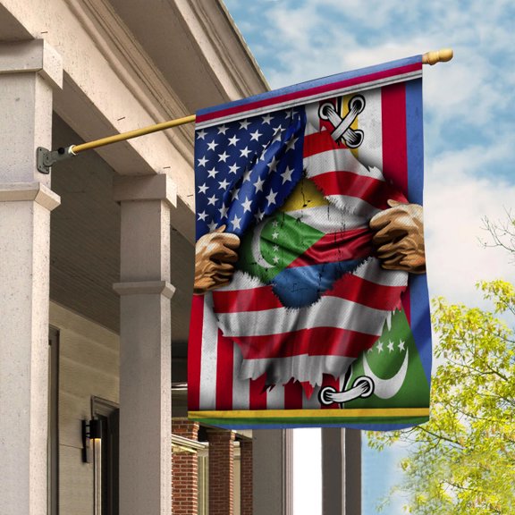 Flags Proud Comoran American Flag Ripped flag Comoros strong House Flag (29.5x39.5) Double Sided-USA Flags Premium Polyester-Decorative Indoor Outdoor Flag