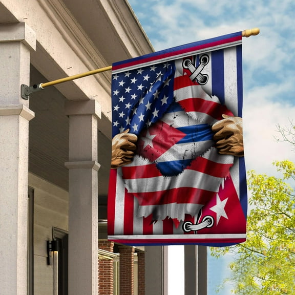 Flags Proud Cuban American Flag Ripped flag Cuba strong Garden Flag (11.5x17.5) Double Sided-USA Flags Premium Polyester-Decorative Indoor Outdoor Flag