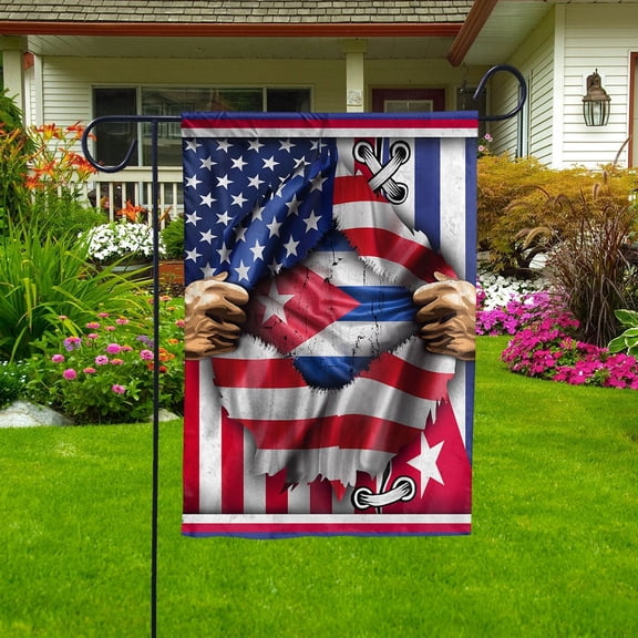 Flags Proud Cuban American Flag Ripped flag Cuba strong House Flag, Double-Sided Decorative Outdoor Flag, Patriotic Polyester Yard Flag 29.5 x 39.5 in