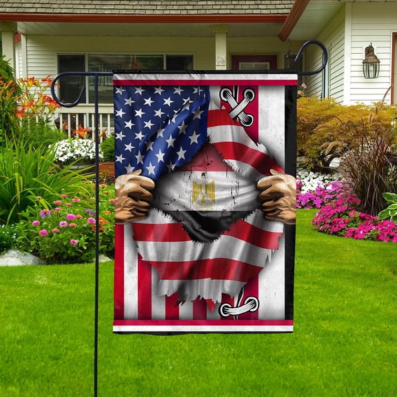 Flags Proud Egyptian American Flag Ripped flag Egypt strong House Flag, Double-Sided Decorative Outdoor Flag, Patriotic Polyester Yard Flag 29.5 x 39.5 in