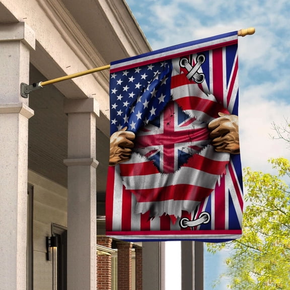 Flags Proud Great British American Flag Ripped flag Great Britain strong Garden Flag, Double-Sided Decorative Outdoor Flag, Polyester Yard Flag 12 x 18 in