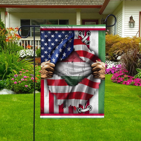 Flags Proud Hungarian American Flag Ripped flag Hungary strong Garden Flag (11.5x17.5) Double Sided-USA Flags Premium Polyester-Decorative Indoor Outdoor Flag