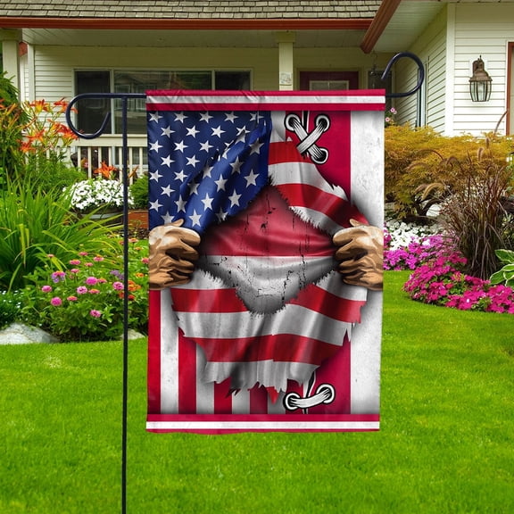 Proud Indonesia American Ripped Flag Heritage Indonesian Garden Flag, Double-Sided Outdoor Yard Decor 11.5 x 17.5 Inch