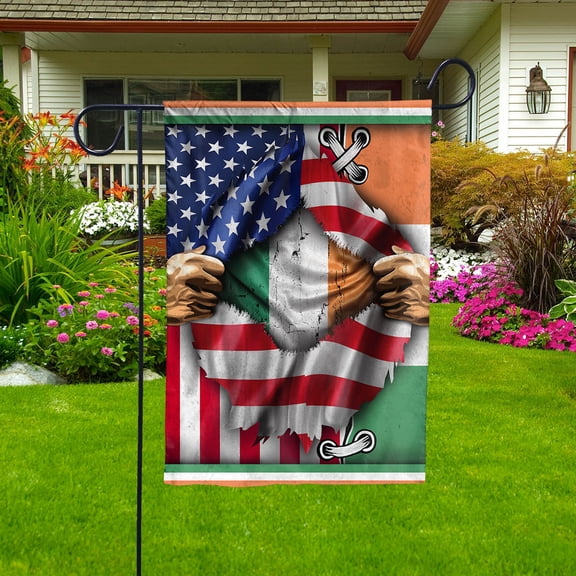 Flags Proud Irish American Flag Ripped flag Ireland strong House Flag (29.5x39.5) Double Sided-USA Flags Premium Polyester-Decorative Indoor Outdoor Flag