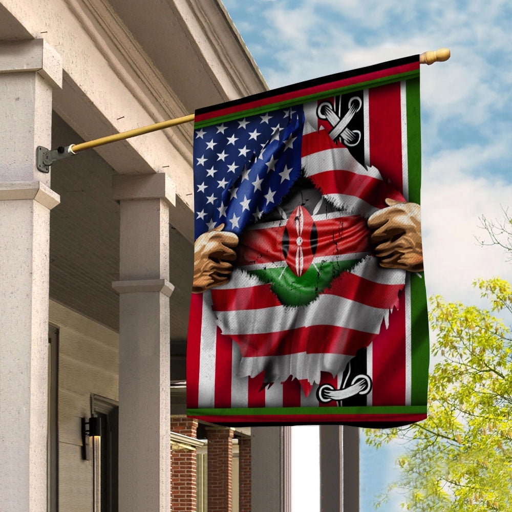 Flags Proud Kenyan American Flag Ripped flag Kenya strong House Flag, Double-Sided Decorative Outdoor Flag, Patriotic Polyester Yard Flag 29.5 x 39.5 in