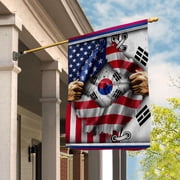 Proud South Korea American Ripped Flag Heritage House Flag, Double-Sided Outdoor Yard Decor 29.5 x 39.5 Inch